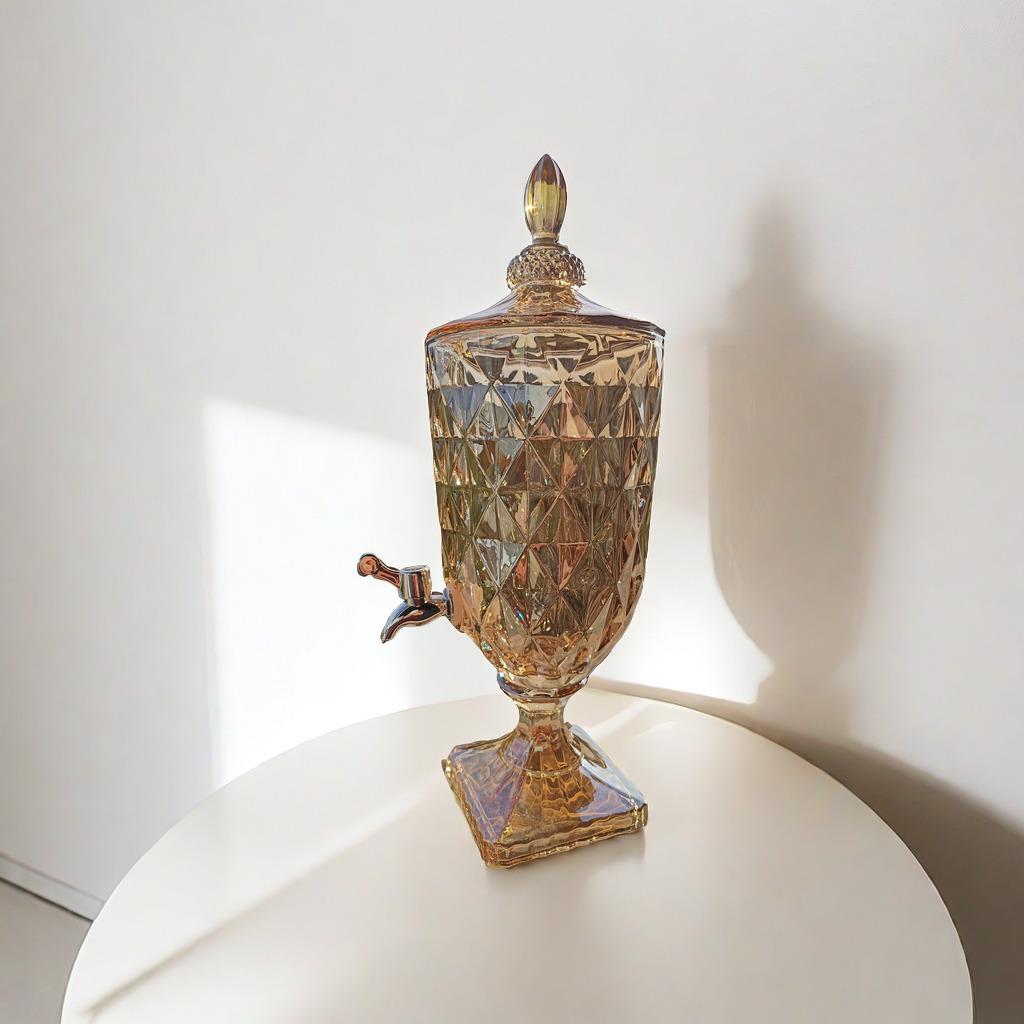 3L电镀琥汁大珀色冷水壶容量不耐高温凉水壶凉白开水壶夏果3L菱形