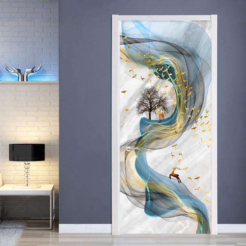 巨创跨境PV贴纸3D自粘门贴客厅现C代装饰M550货三维立体艺术抽源