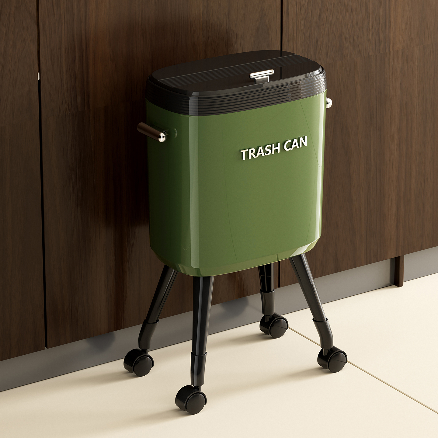 垃圾桶家用2025新款卫生间厨房专用中古风高颜值免弯腰可移动纸篓