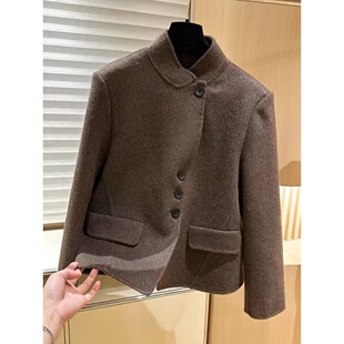JIUYUEDI九月底韩系立领短款毛呢外套女通勤风气质百搭呢绒外套