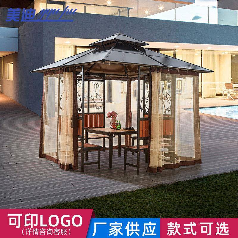 阳光板花鸟四柱亭摆摊户外遮阳伞露天公园摆摊户外凉亭厂家直供