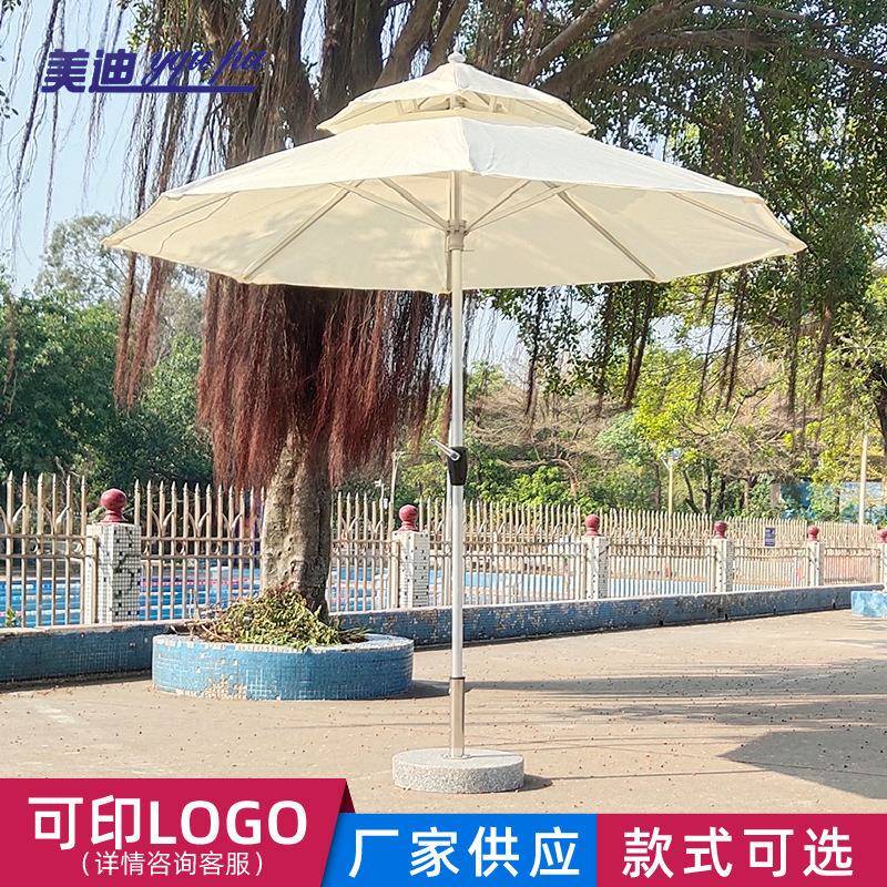 厂家直供手摇铝中柱伞露台庭院户外遮阳伞加厚铝合金双顶大罗马伞