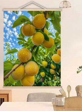 桃子李子杏子芒果水果丰收挂画桃李满天下吉利装饰画餐厅遮挡壁画