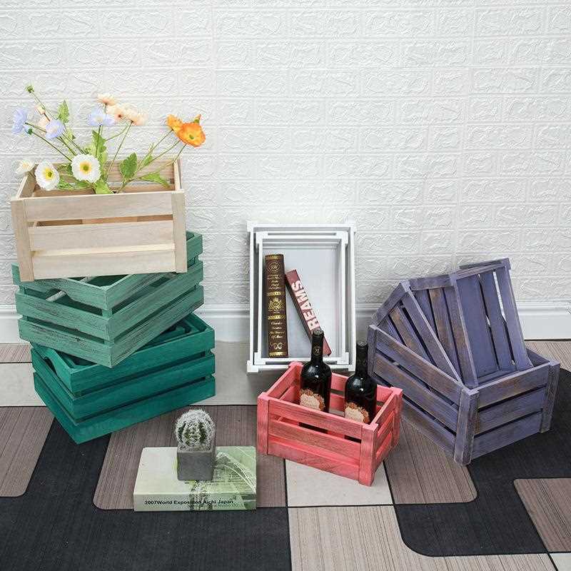 直销新款复古木箱做旧木条箱超市软装陈美木框箱婚礼橱窗展示木质