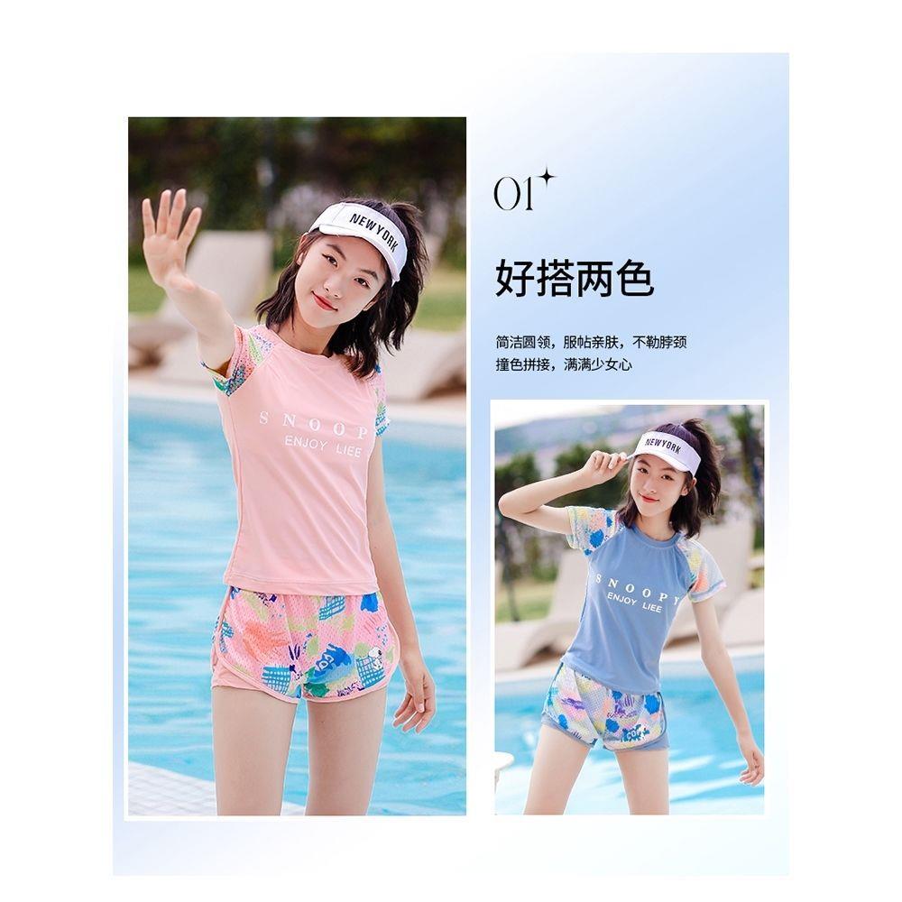 直销新款女童连体泳衣夏季新款儿童女款短袖泳装中大童女孩学生学