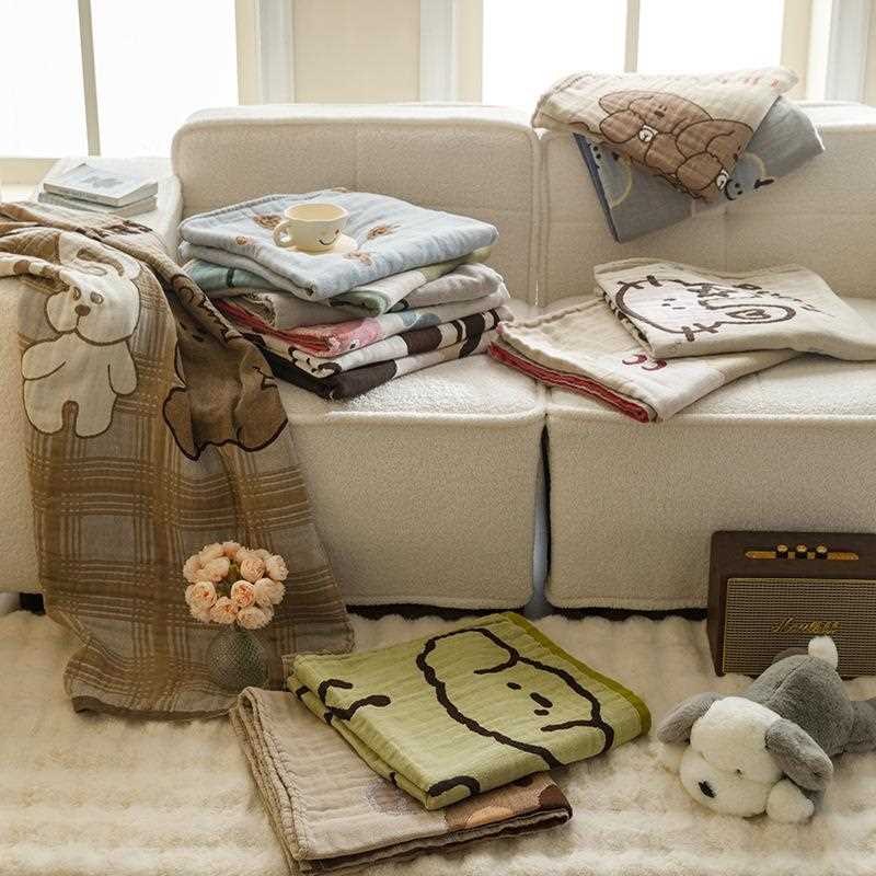 直销新款跨境新款四层全棉纱布浴巾沙发巾夏日宝宝推车小盖毯儿童