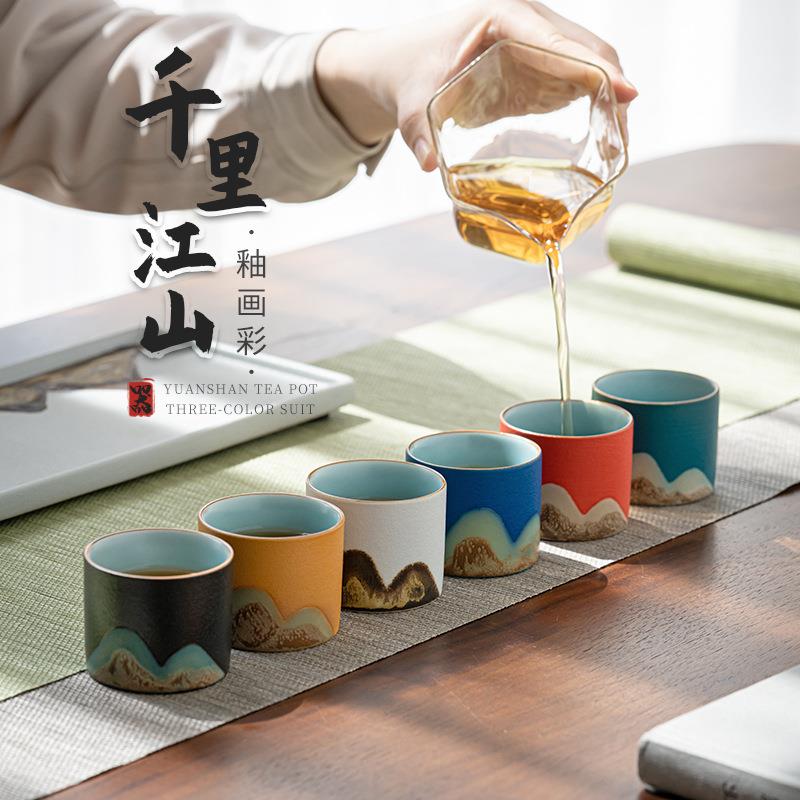 新款直销国风手绘茶杯陶瓷品茗主人杯茶具节日礼品伴手礼盒装logo