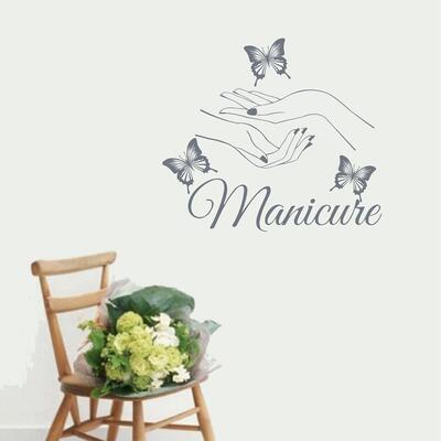 直销新款8409外贸个性创意美女指甲卧室客厅装饰墙贴画