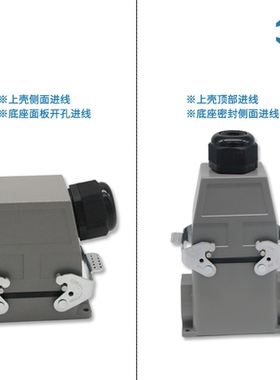 重载连接器温控箱航空插头小型32芯双边扣侧出HDC-HA-032-01S16A