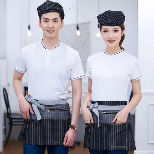 高档酒店西餐厅饭店快餐店餐饮服务员工作服短袖t桖夏季定制LOGO