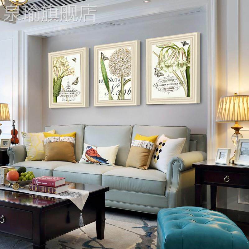 网红美式客厅装饰画乡村关田园风格挂画复古联画植物餐厅壁画玄墙