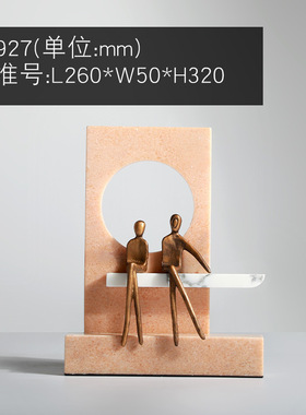创意家居装饰摆件桌面金属小人饰品 办公桌样板房大理石软装摆设