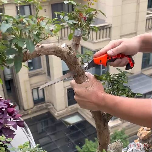 企鸿手工锯子手锯树木工锯家用园艺锯折叠锯盆景树桩三倍快速锯子