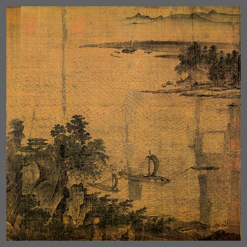 宋 李唐 江山小景图 宋元山水画 高清微喷复刻 临摹居家客厅挂画