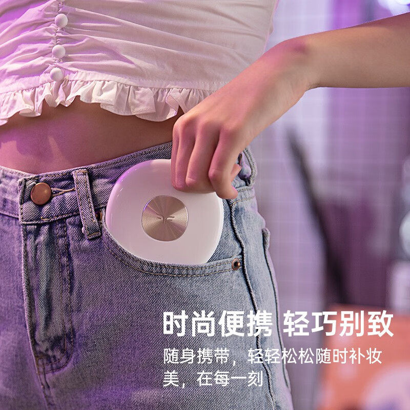 斐色耐补妆镜led化妆镜带灯补光折叠便携随身镜3倍放大手持小礼物