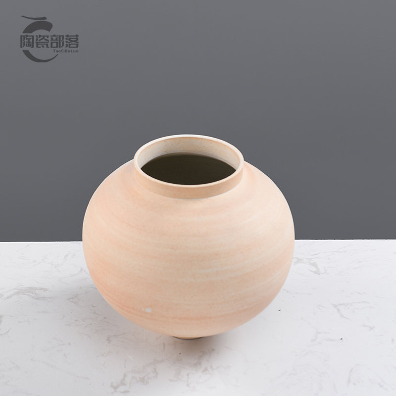 陶瓷手工复古粗陶台面插花瓶摆件品日式禅意创意家居酒店玄关软装