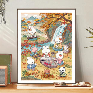 皇室蒙娜丽莎秋分兔十字绣2026新款客厅高级感小件玄关年轻人刺绣