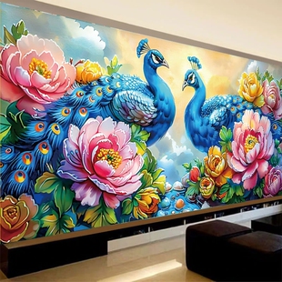 皇室蒙娜丽莎牡丹吉祥图十字绣2026新款爆款客厅孔雀花开富贵刺绣