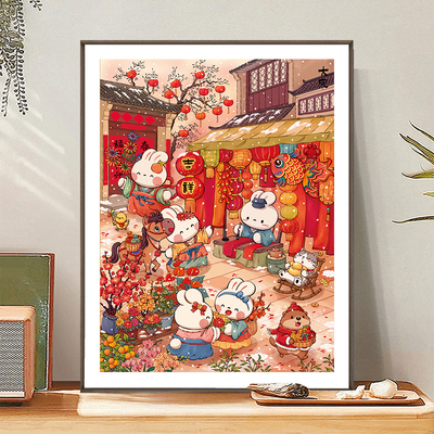 皇室蒙娜丽莎大寒兔十字绣