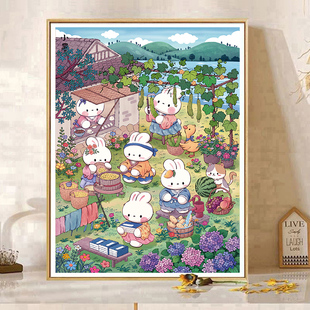 皇室蒙娜丽莎小暑兔十字绣2026新款爆款客厅高级小件玄关手工刺绣