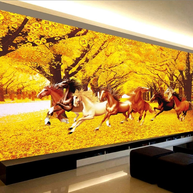 皇室蒙娜丽莎黄金满地马到成功八骏图十字绣2026新款爆款客厅刺绣