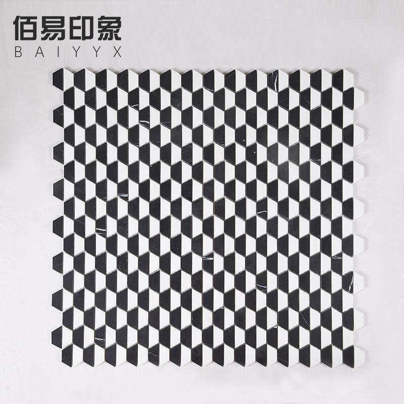 新款直销中式现 黑白根色大理石马赛克瓷砖 卫浴场所石材背景墙馬
