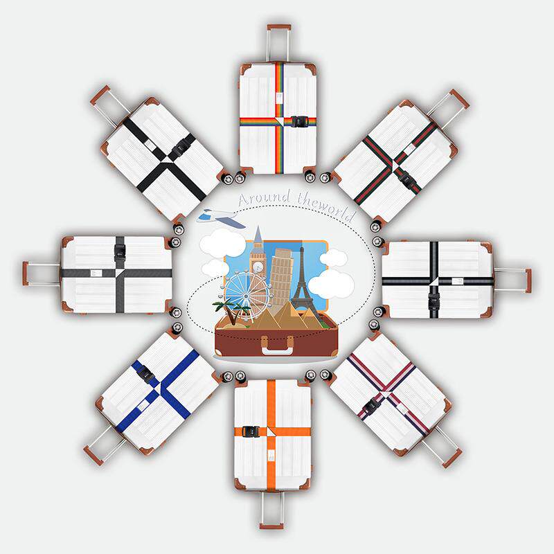 新款直销跨境亚马逊十字密码锁行李箱打包带行李带旅行箱包彩虹固