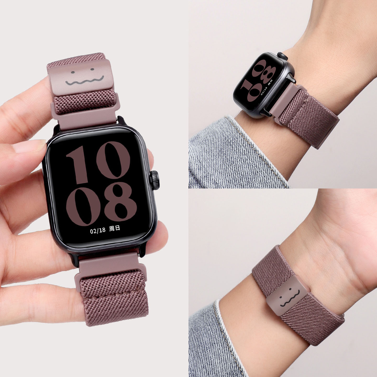 适用于iqoo/vivowatchgt2手表表带新款VIVO WATCH GT笑脸涂鸦编织磁吸扣IQOO表链时尚腕带智能运动透气替换带