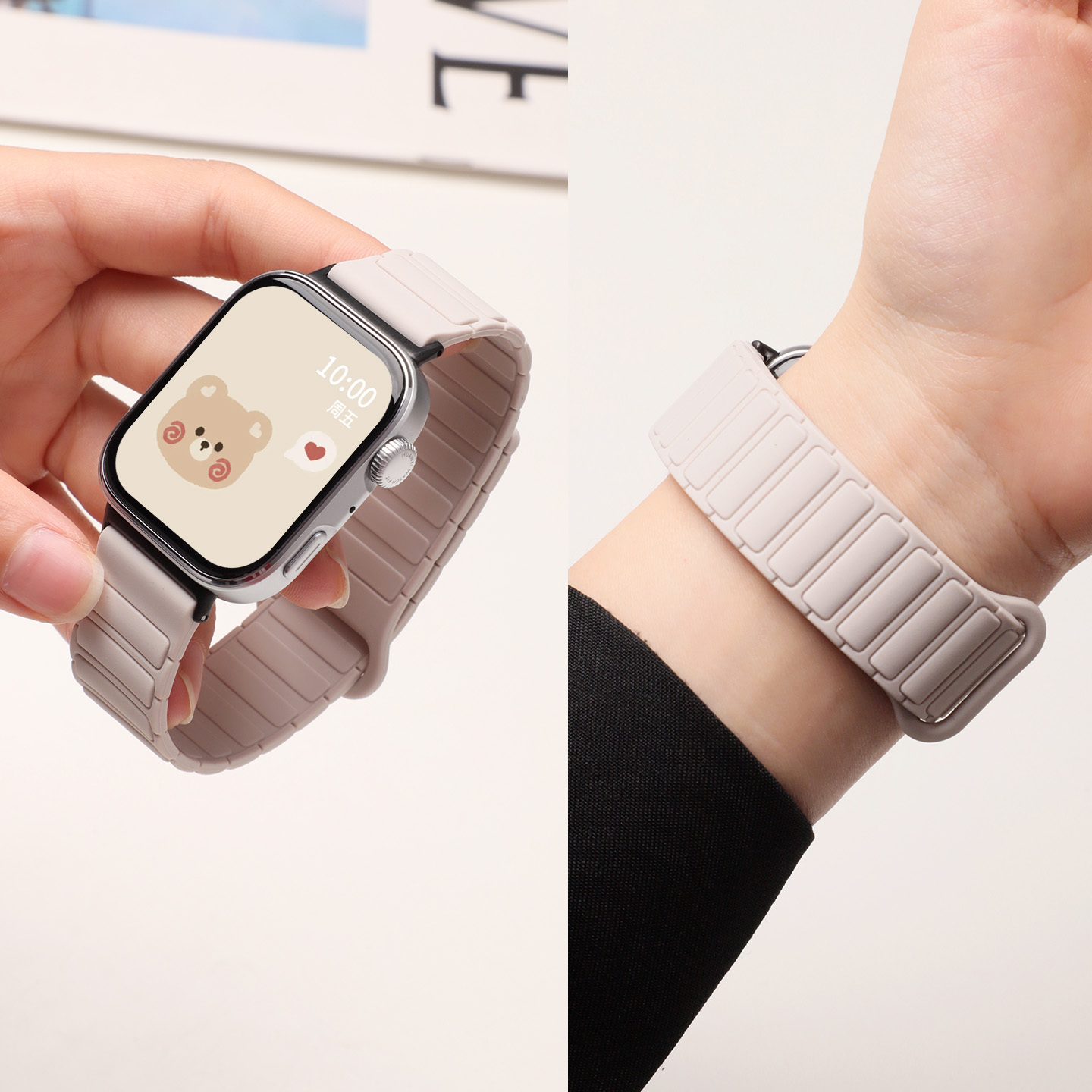 张婧仪同款适用于华为fit4手表表带Watch Fit3硅胶磁吸4pro工字款腕带fit2新款时尚男女Fit1配件New/SE替换带