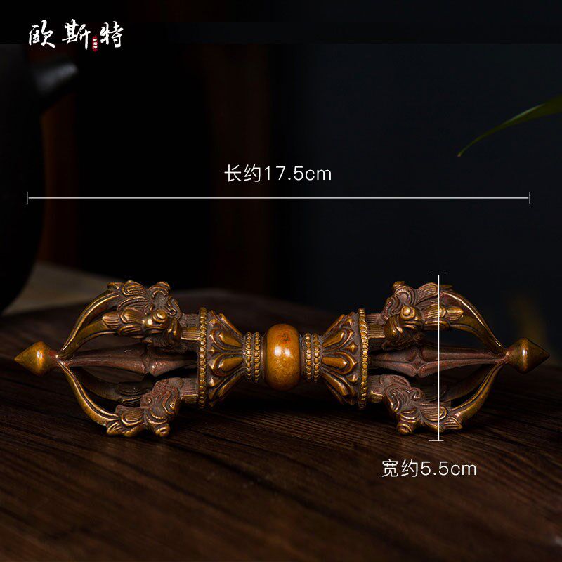 热销居家供具家用佛具用品尼泊尔手工紫铜五股金刚宝杵金刚宝橛黄