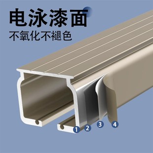 热销特厚铝合金静音窗帘轨道轴承轮挂F钩式 滑轨导轨弯轨顶装 侧装