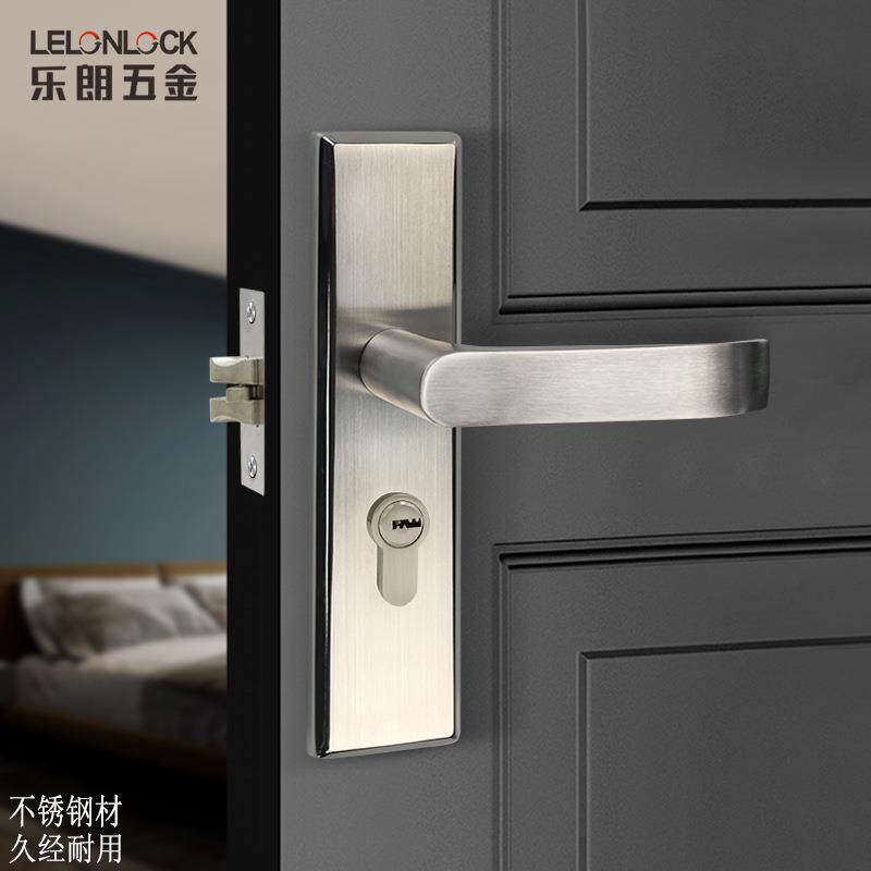 工厂不锈钢面板锁大门加厚面板防盗门把手锁家用通用型锁具
