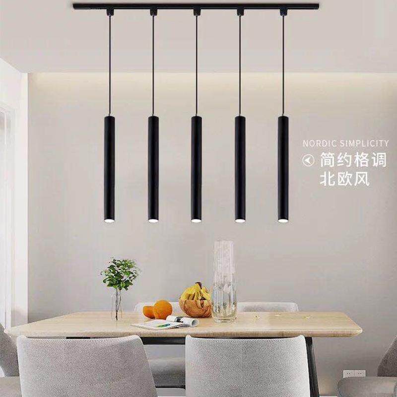 吧台吊灯简约餐厅单头圆柱形长筒长条吊灯酒店前台装饰led轨道灯