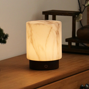 新中式台灯宋代美学仿云石玻璃客厅茶室卧室床头灯充电氛围小夜灯