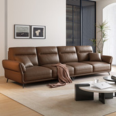 意式 轻奢生态皮艺沙发现代简约客厅小户型三人位直排组合客厅沙发