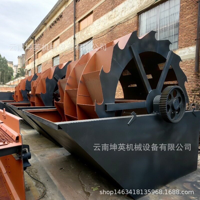 小型水轮洗砂机现货 轮斗式河沙清洗设备 重型双轴螺旋绞龙洗石机