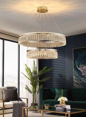 2022新款现代简约轻奢水晶吊灯大气客厅吊灯复式楼主客厅圆形吊灯