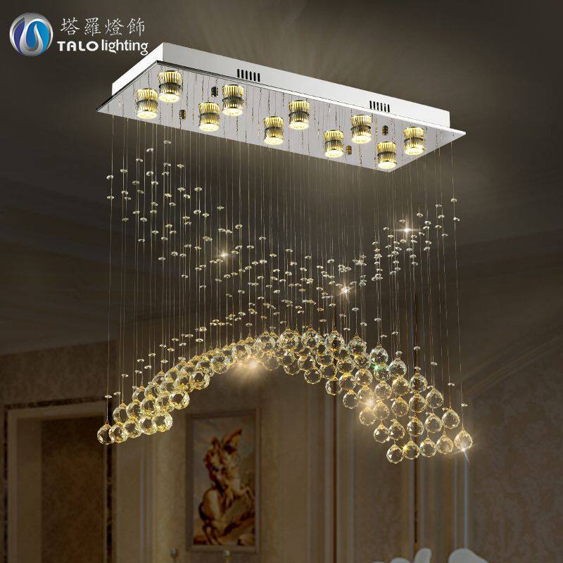灯饰批发led水晶吊线灯长方形卧室客厅灯具拱形创意吧台餐厅吊灯