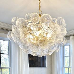 美式漩涡玻璃泡泡球客厅餐厅主灯现代轻奢法式卧室挑空吊灯