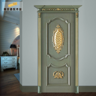 原木烤漆卧室门 木门可订厂 室内门 风格 雕花实木平开门 欧式