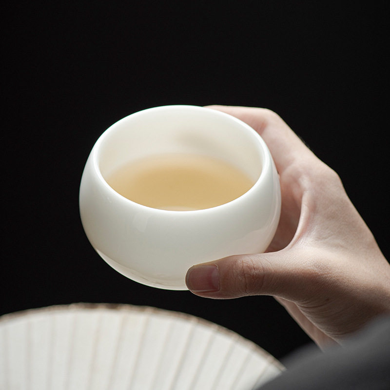 冰种玉瓷主人杯品茗杯手工茶杯个人专用茶具单杯德化白瓷罗汉杯