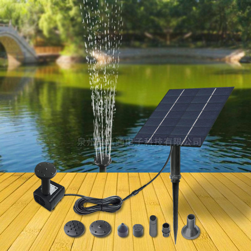 厂家供应1.4W1.8W太阳能喷泉太阳能流水喷泉花园池塘景观喷泉