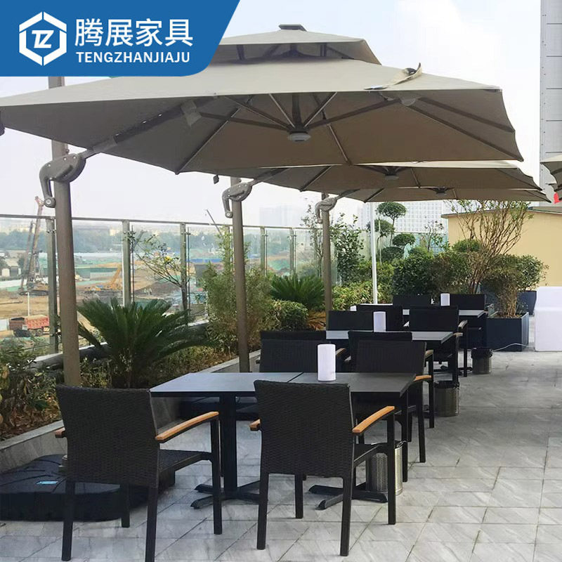 咖啡厅户外桌椅庭院花园阳台藤椅室外露天餐厅防水防晒藤编休闲椅