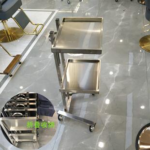 发廊不锈钢理发烫染车工具车美发工具推车剪发折叠手推车