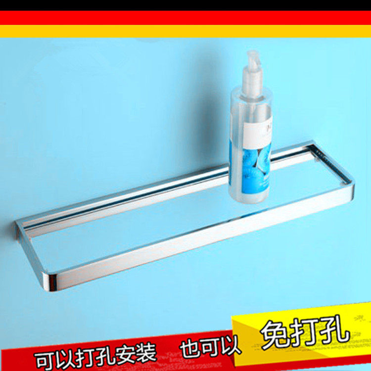 出口德国卫生间免打孔全铜玻璃置物架镜前化妆品架子浴室五金挂件