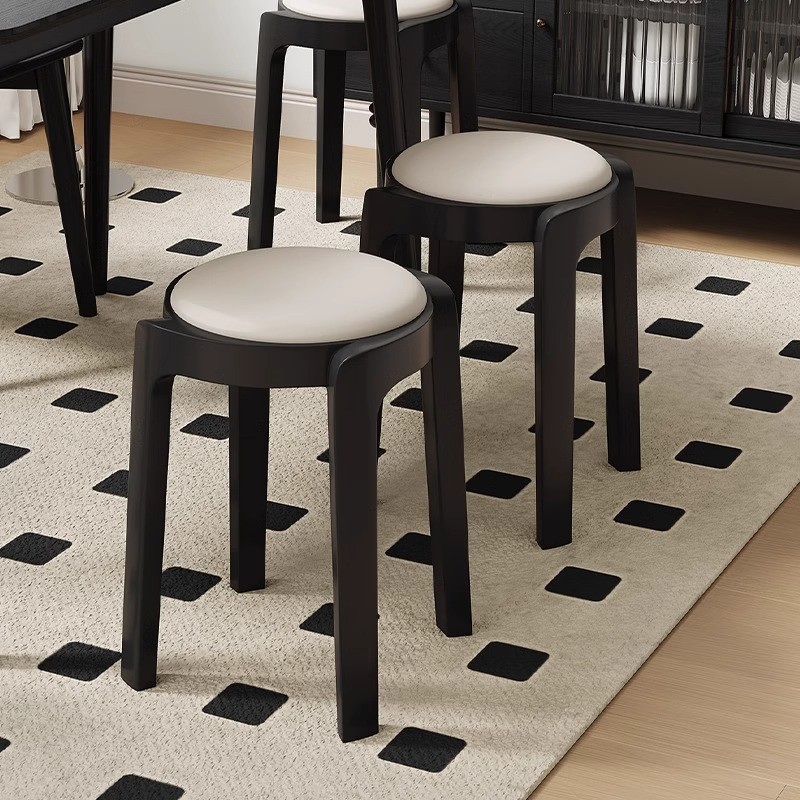 可叠放凳子家用实木方凳餐桌备用凳子现代简约椅子客厅板凳小矮凳