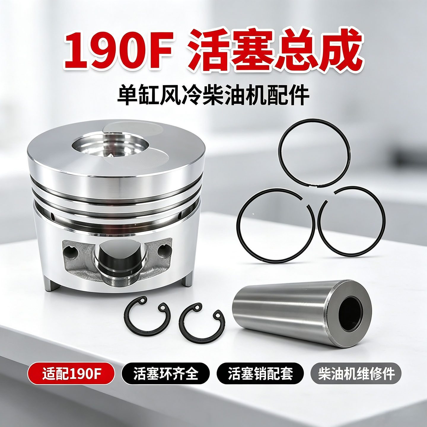 190F发动机活塞总成环销卡簧套件微耕发电机组动力替换配件