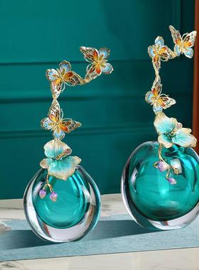 蝶舞珐琅彩琉璃艺术品花瓶摆件
