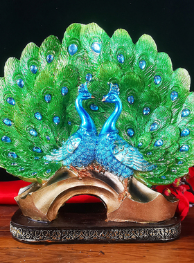 欧式玄关创意新房工艺孔雀电视柜摆件现代家居酒柜装饰品结婚礼品