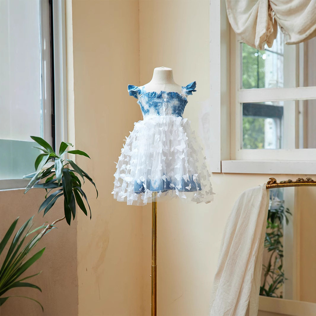儿童夏扎染连衣裙女ins风新款女童立体蝴蝶吊带收腰公主背心纱裙,童装/婴儿装/亲子装,连衣裙,淘宝优惠券,粉丝福利购,淘宝优惠卷